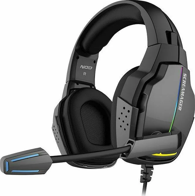 NOD Screamager RGB Over Ear Gaming Headset με σύνδεση 3.5mm / 2x3.5mm